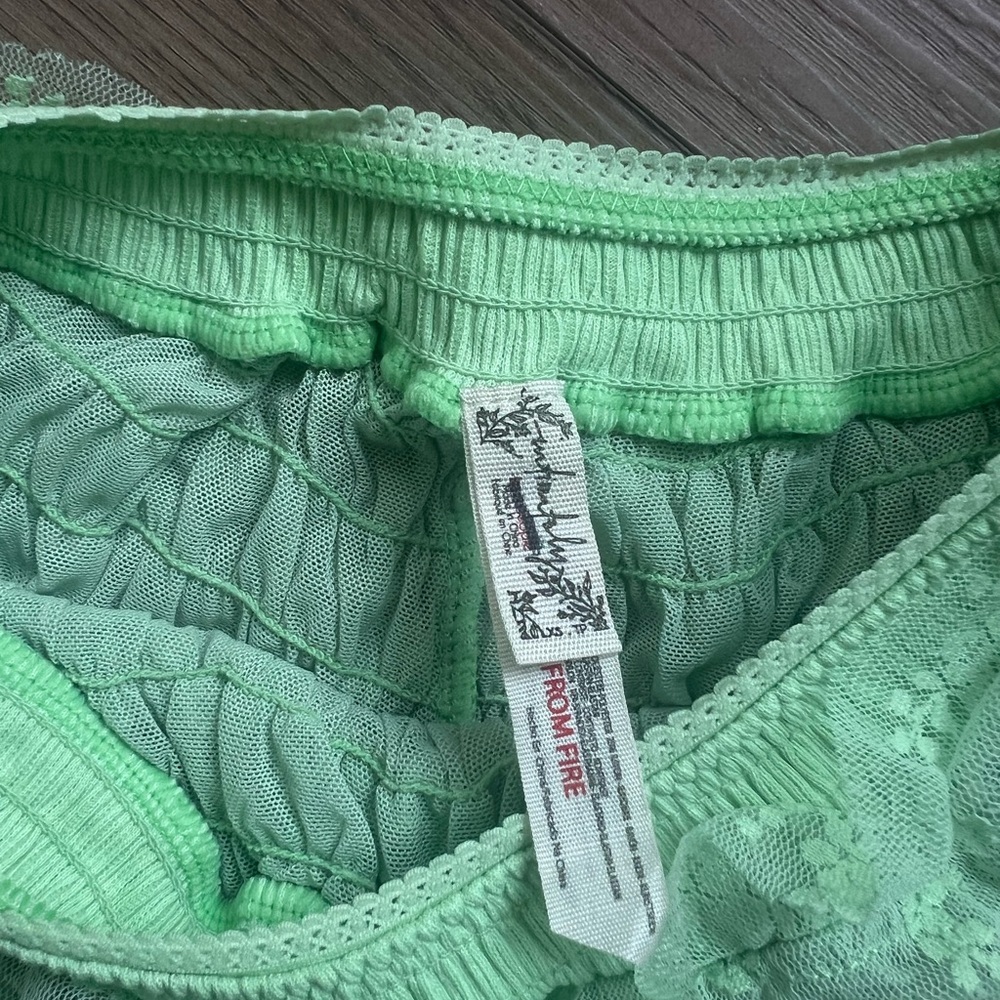 Free People Mint Layered Ruffle Shorts - Picture 3 of 3